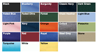 Color Swatches as of 06/16 for Gildan 2000