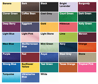 Color Swatches as of 06/16 for Gildan 2000