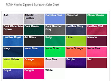 Color Swatches as of 06/16 for Gildan 2000